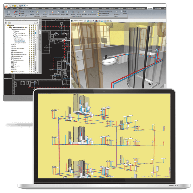 ArCADia - INSTALACJE WODOCIGOWE, projektuj instalacje sanitarne z programem ArCADia BIM