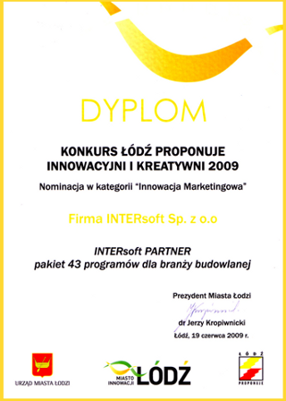 Nominacja dla firmy INTERsoft w kategorii: "Innowacja Marketingowa" otrzyma pakiet INTERsoft Partner