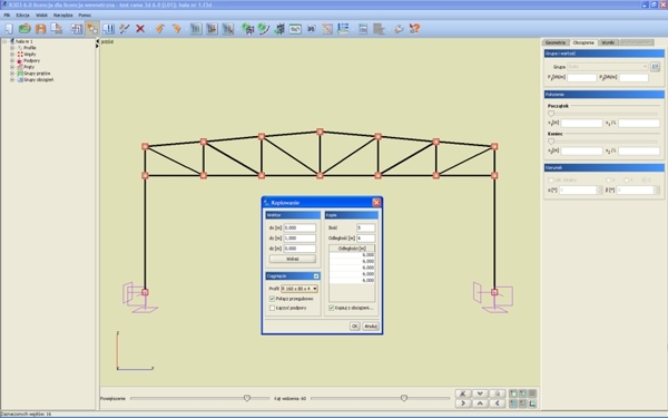 Konstrukcje stalowe: projekt hali w programie Rama 3D